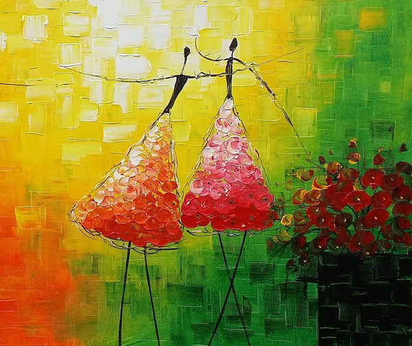 Simple Modern Painting, Paintings for Bedroom, Acrylic Art on Canvas, Abstract Ballet Dancer Painting, Original Wall Art, Acrylic Painting for Sale-Silvia Home Craft