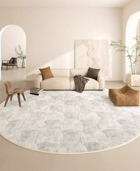 Contemporary Area Rugs for Bedroom, Round Area Rug for Dining Room, Coffee Table Rugs, Circular Modern Area Rug, Large Rugs for Living Room-Silvia Home Craft