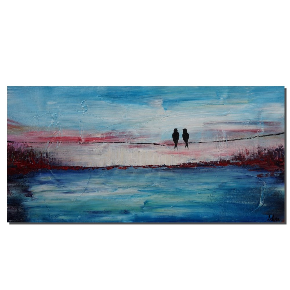 Love Birds Art, Acrylic Painting, Bedroom Decor, Original Painting, Painting Abstract, Large Wall Decor, Modern Painting, Canvas Painting-Silvia Home Craft
