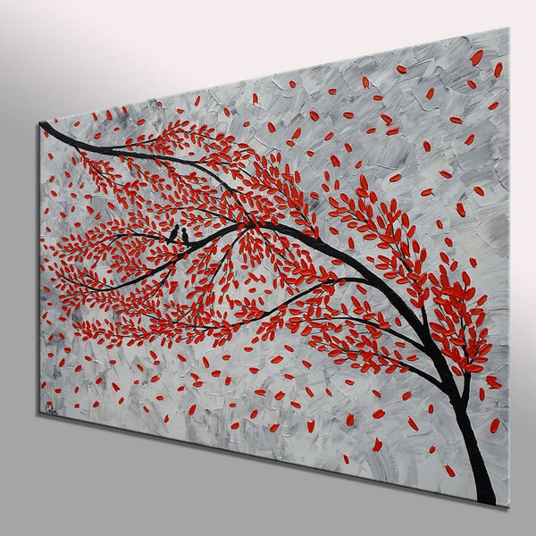 Large Canvas Paintings, Paintings for Living Room, Love Birds Painting, Original Wall Art Paintings, Abstract Acrylic Painting-Silvia Home Craft