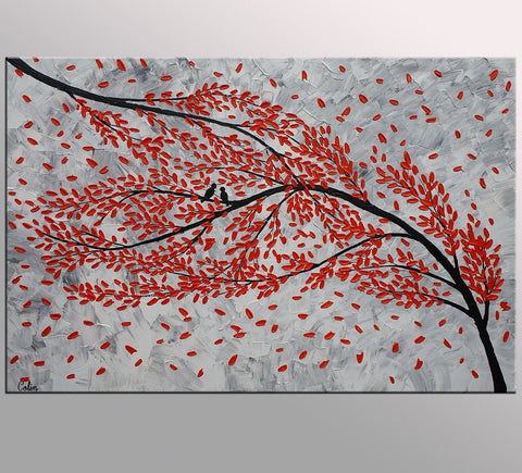 Large Canvas Paintings, Paintings for Living Room, Love Birds Painting, Original Wall Art Paintings, Abstract Acrylic Painting-Silvia Home Craft