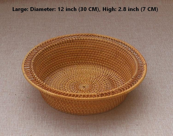 Rattan Small Storage Baskets, Round Storage Basket for Pantry, Kitchen Storage Baskets, Storage Basket for Dining Room-Silvia Home Craft