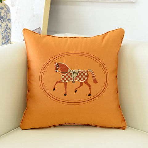 Modern Decorative Throw Pillows, Horse Decorative Throw Pillows for Couch, Embroider Horse Pillow Covers, Modern Sofa Decorative Pillows-Silvia Home Craft