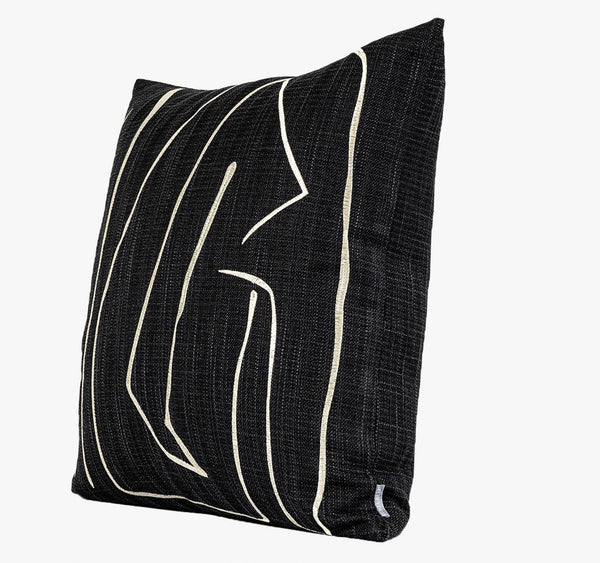 Geometric Square Modern Throw Pillows for Couch, Abstract Black Decorative Throw Pillows, Large Contemporary Throw Pillow for Interior Design-Silvia Home Craft