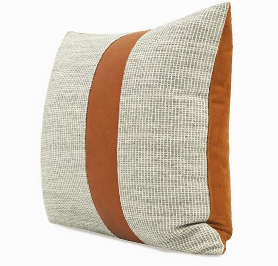 Modern Sofa Pillows for Interior Design, Gray Orange Modern Decorative Throw Pillows, Contemporary Square Modern Throw Pillows for Couch-Silvia Home Craft