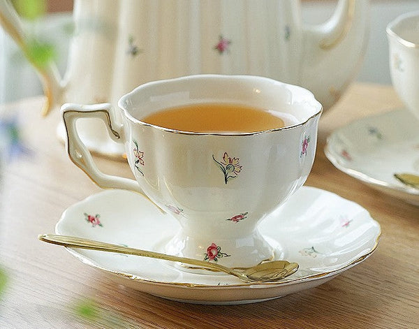 Bone China Porcelain Tea Cup Set, Beautiful British Tea Cups, Traditional English Tea Cups and Saucers, Unique Ceramic Coffee Cups-Silvia Home Craft