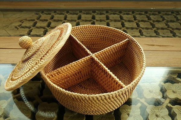 Indonesia Woven Storage Basket, Small Food and Snacks Basket, Kitchen Storage Basket, Storage Basket for Dining Room-Silvia Home Craft