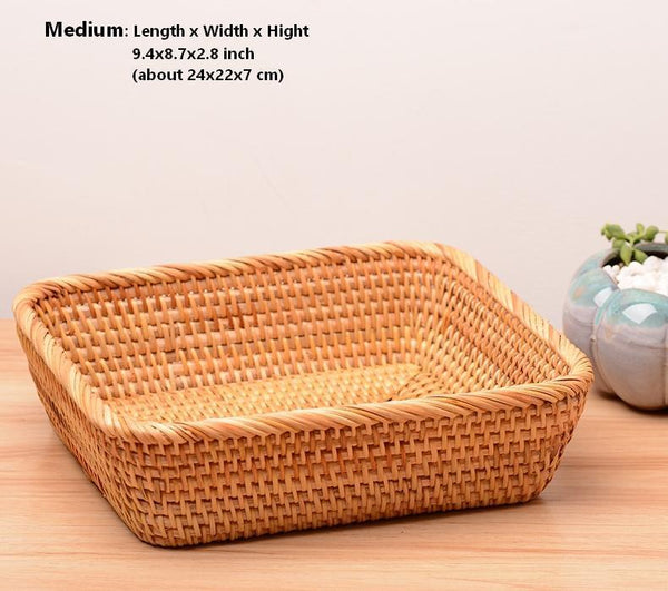 Woven Rectangular Storage Basket, Lovely Rattan Storage Basket, Storage Baskets for Kitchen-Silvia Home Craft