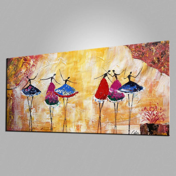 Simple Canvas Painting for Sale, Ballet Dancer Painting, Modern Wall Art Paintings, Heavy Texture Painting, Buy Paintings Online-Silvia Home Craft