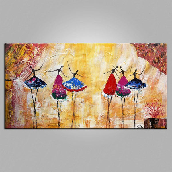 Simple Canvas Painting for Sale, Ballet Dancer Painting, Modern Wall Art Paintings, Heavy Texture Painting, Buy Paintings Online-Silvia Home Craft