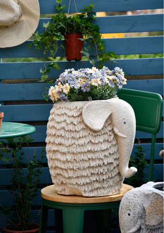 Large Elephant Flowerpot, Resin Statue for Garden, Modern Animal Statue for Garden Ornaments, Villa Outdoor Decor Gardening Ideas-Silvia Home Craft