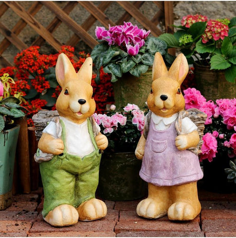 Garden Animal Statues, Large Garden Statues, Large Rabbit Statue for Garden, Bunny Flower Pot, Garden Ornament, Gardening Decoration Ideas-Silvia Home Craft