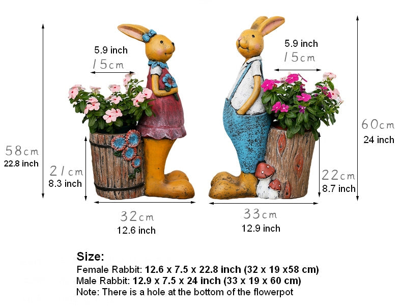 Large Rabbit Statues, Rabbit Flowerpots, Animal Statue for Garden Orna –  Silvia Home Craft