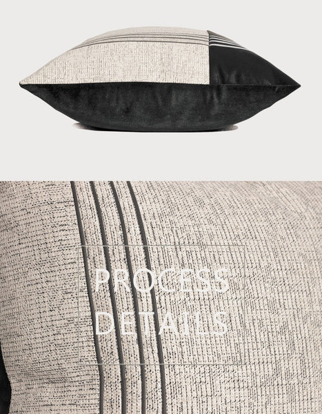 Black Grey Modern Sofa Pillows, Modern Pillows for Living Room, Decorative Modern Pillows for Couch, Contemporary Throw Pillows-Silvia Home Craft