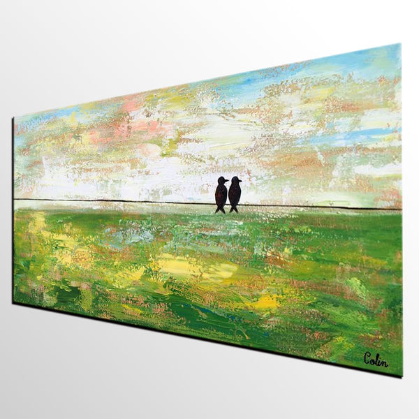 Abstract Painting, Original Wall Art Painting, Modern Canvas Painting, Love Birds Painting, Simple Modern Art, Paintings for Bedroom-Silvia Home Craft