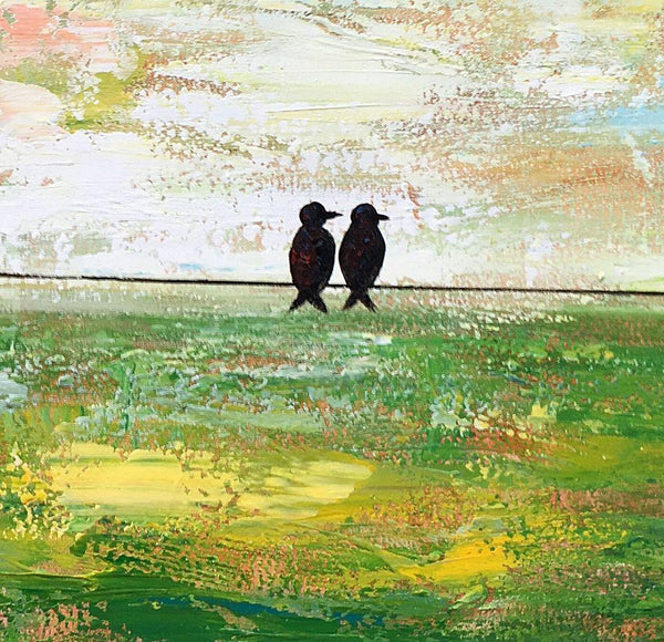Abstract Painting, Original Wall Art Painting, Modern Canvas Painting, Love Birds Painting, Simple Modern Art, Paintings for Bedroom-Silvia Home Craft