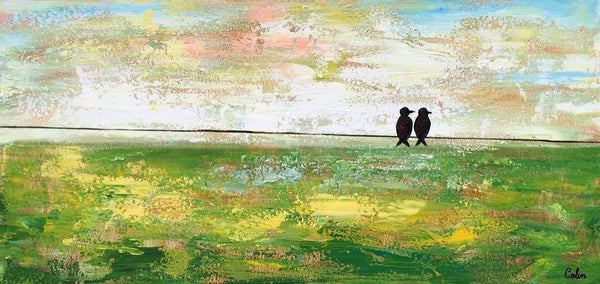 Abstract Painting, Original Wall Art Painting, Modern Canvas Painting, Love Birds Painting, Simple Modern Art, Paintings for Bedroom-Silvia Home Craft