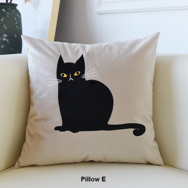 Modern Sofa Decorative Pillows, Cat Decorative Throw Pillows for Couch, Lovely Cat Pillow Covers for Kid's Room, Modern Decorative Throw Pillows-Silvia Home Craft