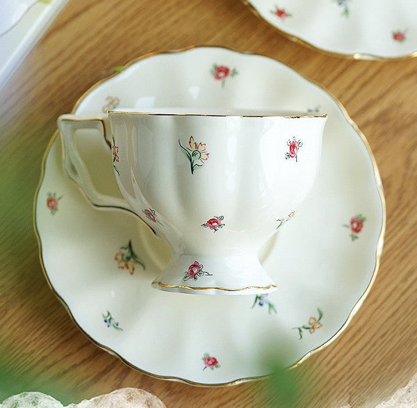 Bone China Porcelain Tea Cup Set, Beautiful British Tea Cups, Traditional English Tea Cups and Saucers, Unique Ceramic Coffee Cups-Silvia Home Craft
