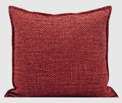 Large Square Modern Throw Pillows for Couch, Red Contemporary Modern Sofa Pillows, Simple Decorative Throw Pillows, Large Throw Pillow for Interior Design-Silvia Home Craft