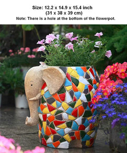 Unique Animal Statue for Garden Ornaments, Large Elephant Flowerpot, Modern Animal Flower Pot, Resin Statue for Garden, Villa Outdoor Decor Gardening Ideas-Silvia Home Craft