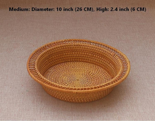 Rattan Small Storage Baskets, Round Storage Basket for Pantry, Kitchen Storage Baskets, Storage Basket for Dining Room-Silvia Home Craft