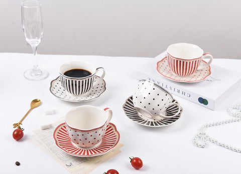 Unique Porcelain Cup and Saucer, Afternoon British Tea Cups, Creative Bone China Porcelain Tea Cup Set, Elegant Modern Ceramic Coffee Cups-Silvia Home Craft