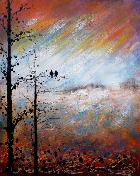 Love Birds Painting, Simple Abstract Painting, Landscape Acrylic Painting, Acrylic Canvas Painting, Bedroom Wall Art Paintings, C-Silvia Home Craft