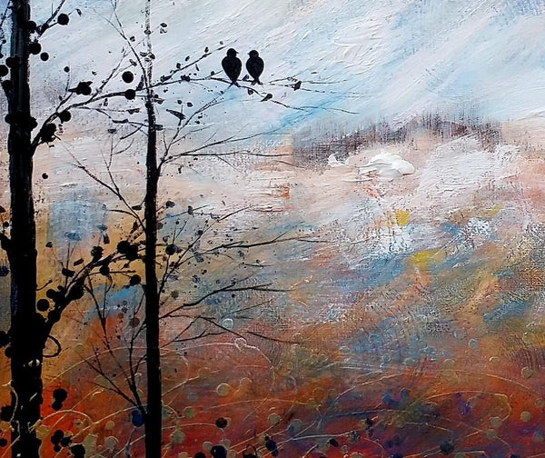 Love Birds Painting, Simple Abstract Painting, Landscape Acrylic Painting, Acrylic Canvas Painting, Bedroom Wall Art Paintings, C-Silvia Home Craft