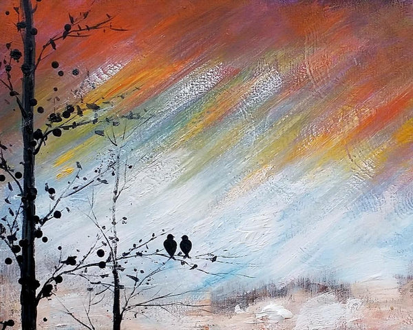 Love Birds Painting, Simple Abstract Painting, Landscape Acrylic Painting, Acrylic Canvas Painting, Bedroom Wall Art Paintings, C-Silvia Home Craft