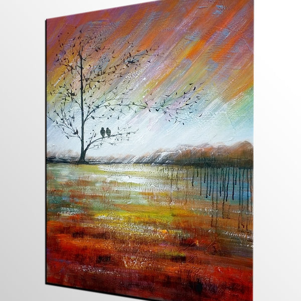 Modern Acrylic Painting, Abstract Landscape Painting, Love Birds Painting, Bedroom Canvas Painting, Acrylic Landscape Painting, C-Silvia Home Craft