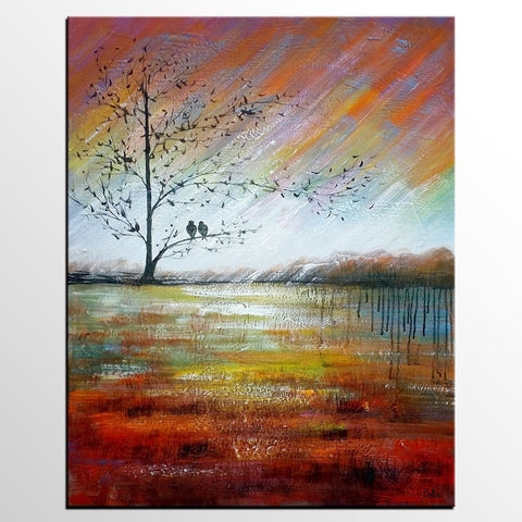Modern Acrylic Painting, Abstract Landscape Painting, Love Birds Painting, Bedroom Canvas Painting, Acrylic Landscape Painting, C-Silvia Home Craft