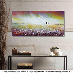 Simple Abstract Painting, Living Room Wall Art Ideas, Love Birds Painting, Acrylic Painting for Sale, Bedroom Canvas Painting-Silvia Home Craft