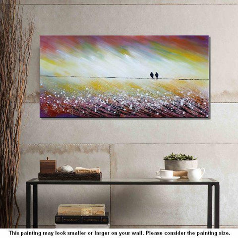 Simple Abstract Painting, Living Room Wall Art Ideas, Love Birds Painting, Acrylic Painting for Sale, Bedroom Canvas Painting-Silvia Home Craft