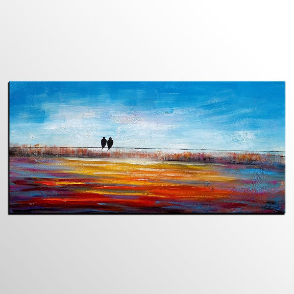 Original Abstract Painting, Love Birds Painting, Dining Room Wall Art Paintings, Modern Abstract Painting, Simple Canvas Painting, C-Silvia Home Craft