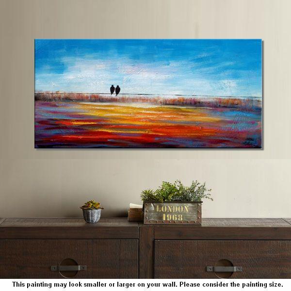 Original Abstract Painting, Love Birds Painting, Dining Room Wall Art Paintings, Modern Abstract Painting, Simple Canvas Painting, C-Silvia Home Craft