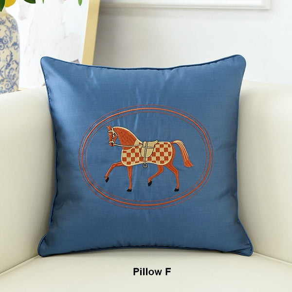 Horse Decorative Throw Pillows for Couch, Modern Decorative Throw Pillows, Embroider Horse Pillow Covers, Modern Sofa Decorative Pillows-Silvia Home Craft
