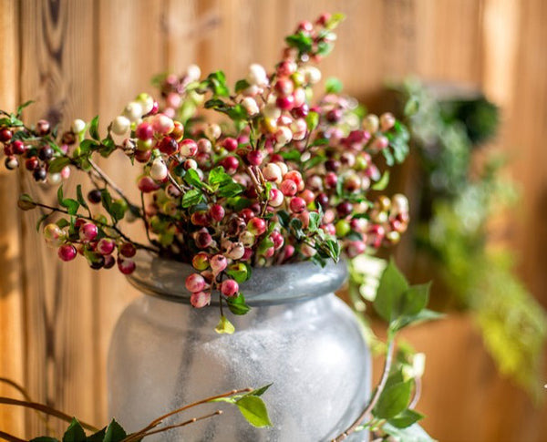 Cranberry Fruit Branch, Flower Arrangement Ideas for Living Room, Unique Artificial Flowers for Home Decoration, Spring Artificial Floral for Bedroom-Silvia Home Craft