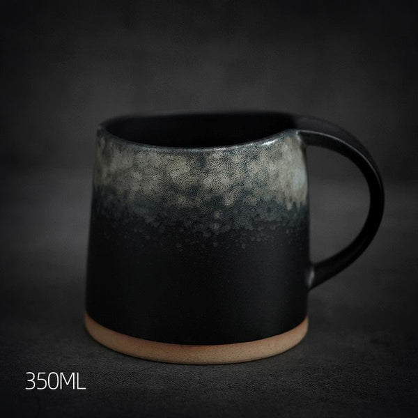 Black Pottery Coffee Cup, Ceramic Coffee Mug, Latte Coffee Cup, Handmade Coffee Cup, Large Tea Cup-Silvia Home Craft