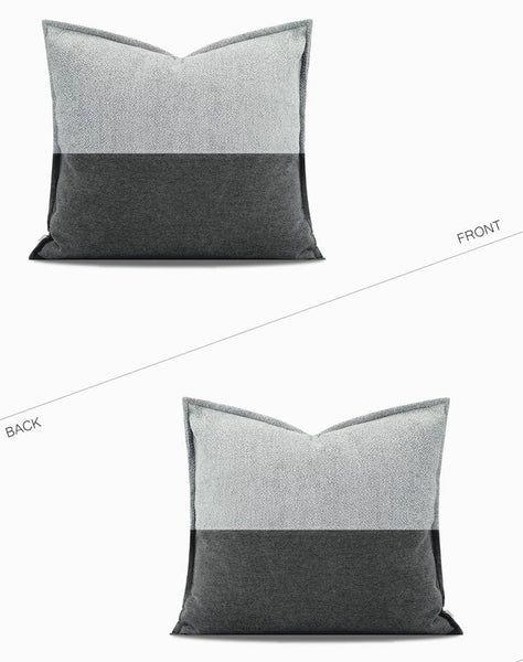 Simple Throw Pillow for Interior Design, Grey Black Decorative Throw Pillows, Modern Sofa Pillows, Contemporary Square Modern Throw Pillows for Couch-Silvia Home Craft