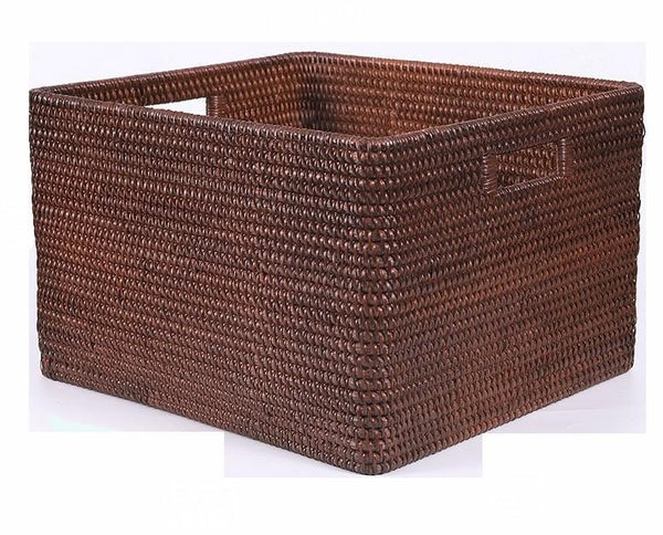 Storage Baskets for Clothes, Large Brown Woven Storage Basket, Storage Baskets for Bathroom, Rectangular Storage Baskets-Silvia Home Craft