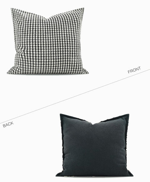 Chequer Modern Sofa Pillows, Large Black and White Decorative Throw Pillows, Contemporary Square Modern Throw Pillows for Couch, Abstract Throw Pillow for Interior Design-Silvia Home Craft