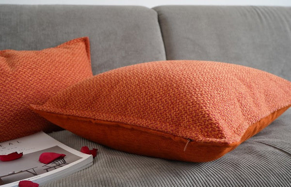 Orange Square Modern Throw Pillows for Couch, Large Contemporary Modern Sofa Pillows, Simple Decorative Throw Pillows, Large Throw Pillow for Interior Design-Silvia Home Craft