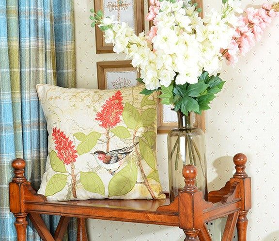 Pillows for Farmhouse, Living Room Throw Pillows, Decorative Sofa Pillows, Bird Throw Pillows, Embroidery Throw Pillows, Rustic Pillows for Couch-Silvia Home Craft