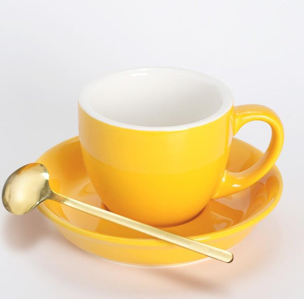 Cappuccino Coffee Mug, Yellow Coffee Cup, Yellow Tea Cup, Ceramic Coffee Cup, Coffee Cup and Saucer Set-Silvia Home Craft