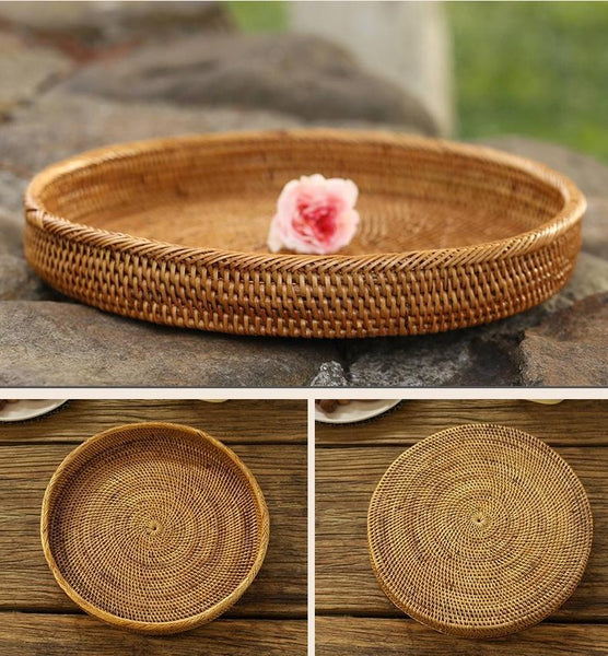 Indonesia Hand Woven Storage Basket, Natural Fiber Decorative Baskets, Small Rustic Food Basket-Silvia Home Craft