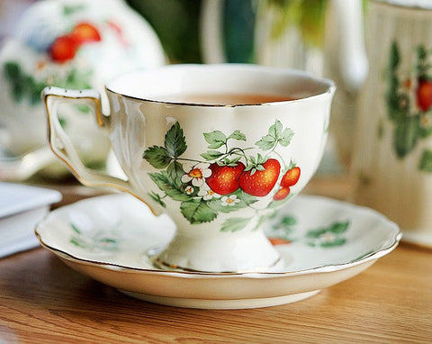 Beautiful British Tea Cups, Bone China Porcelain Tea Cup Set, Traditional English Tea Cups and Saucers, Unique Ceramic Coffee Cups-Silvia Home Craft