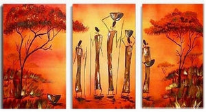 Landscape Painting, African Art, Canvas Painting, Wall Art, Large Painting, Living Room Wall Art, Modern Art, 3 Piece Wall Art, Abstract Painting, Home Art Decor-Silvia Home Craft