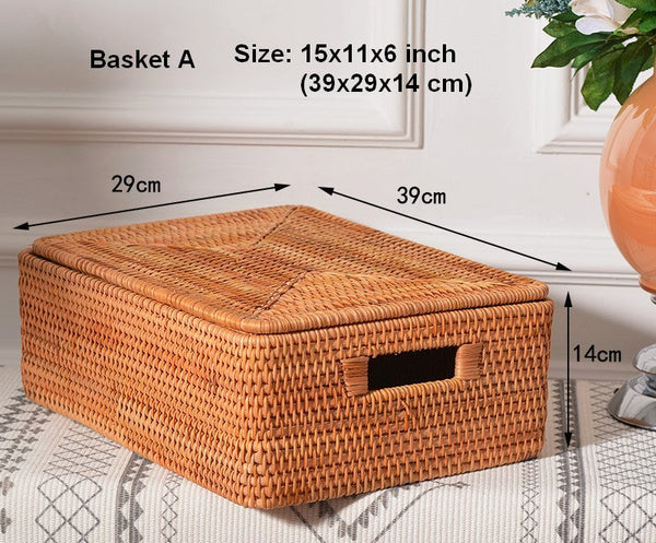 Storage Basket with Lid, Storage Baskets for Toys, Rectangular Storage Basket for Shelves, Storage Baskets for Bathroom, Storage Baskets for Clothes-Silvia Home Craft