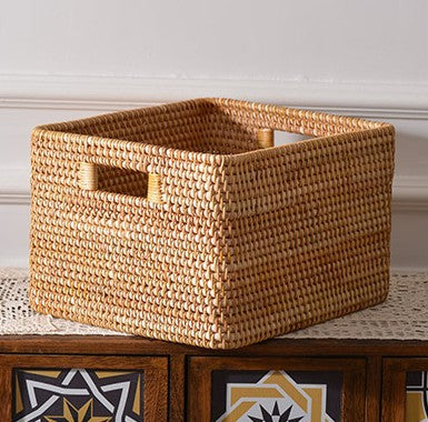 Extra Large Storage Baskets for Living Room, Storage Baskets for Clothes, Rectangular Storage Basket for Shelves, Woven Rattan Storage Basket for Kitchen-Silvia Home Craft